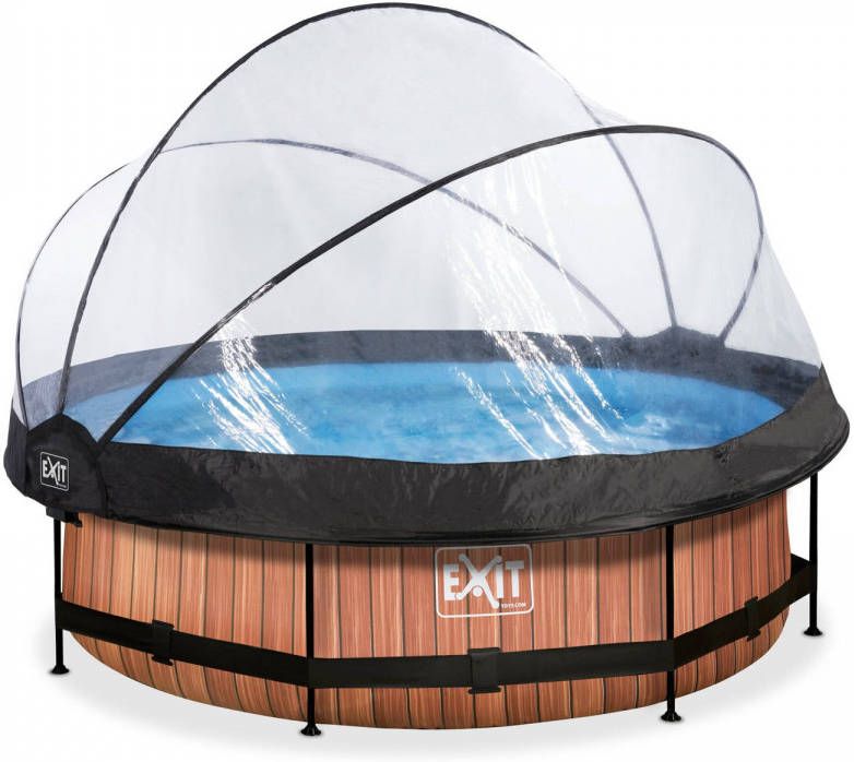 EXIT TOYS EXIT Wood zwembad &#xF8, 300x76cm met overkapping en filterpomp bruin online kopen