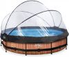 EXIT TOYS EXIT Wood zwembad &#xF8, 360x76cm met overkapping en filterpomp bruin online kopen
