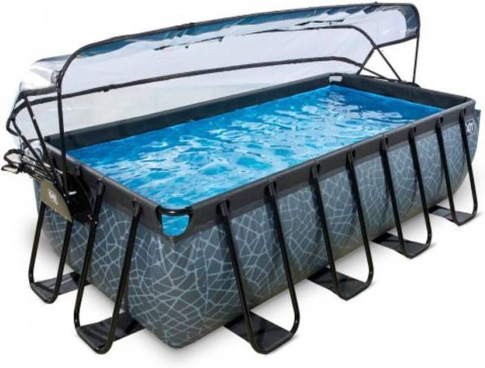 EXIT TOYS EXIT zwembad Stone 400x200cm met overkapping en zandfilterpomp grijs online kopen