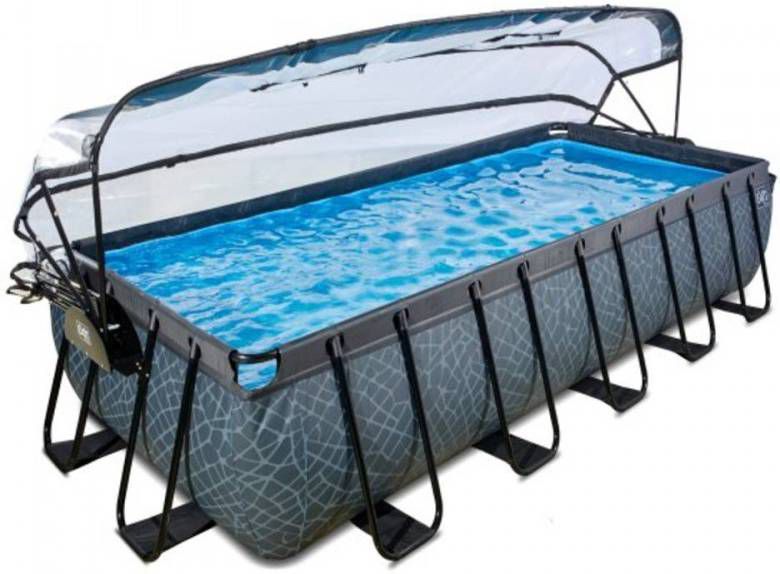 EXIT TOYS EXIT zwembad Stone 540x250cm met overkapping en zandfilterpomp grijs online kopen