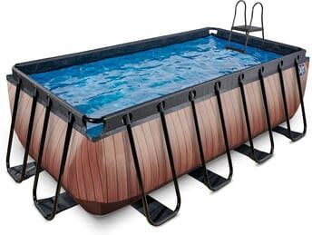 EXIT Toys Exit Wood Zwembad 400x200x122cm Met Zandfilterpomp Bruin online kopen