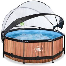 EXIT TOYS EXIT Frame Pool &#xF8, 244x76cm(12v Cartridge Filterpomp) Houten look & Zonneda online kopen