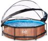 EXIT TOYS EXIT Wood zwembad &#xF8, 300x76cm met overkapping en filterpomp bruin online kopen