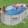 Bestway Power Steel Swim Vista Opzetzwembad Inclusief Filterpomp En Accessoires 549x274x122 Cm Steenprint online kopen