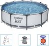 Bestway Steel Pro Max Opzetzwembad Inclusief Filterpomp En Zwembadtrap 366x100 Cm Rond online kopen