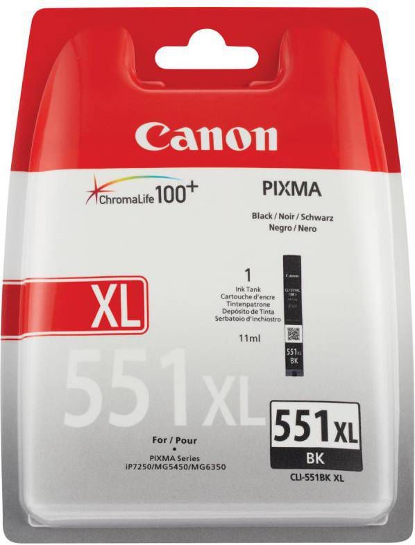 Canon inktcartridge CLI-551BK-XL zwart op blister, 950 pagina's OEM: 6443B004 online kopen