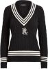 Ralph Lauren gebreide trui met logo en borduursels zwart/wit online kopen